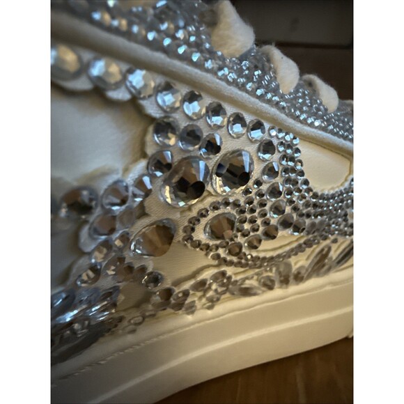 Betsey Johnson Rhinestone Sneakers Women Shoes Sz 9 Lenon White Silver Sparkle - Picture 12 of 12